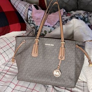 Brown and light brown it’s big inside